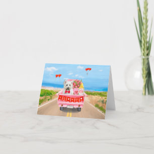 Cartão Caminhão de Dia de os namorados de Terrier White H