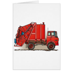 Cartão Caminhão de lixo vermelho