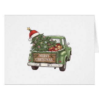 Cartão Caminhão de Natal Vintage Feliz Natal Homens Mulhe