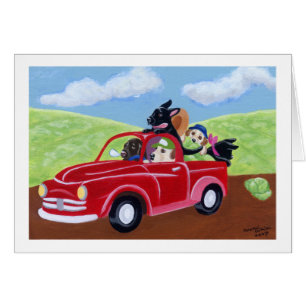 Cartão Caminhão e laboratórios vermelhos