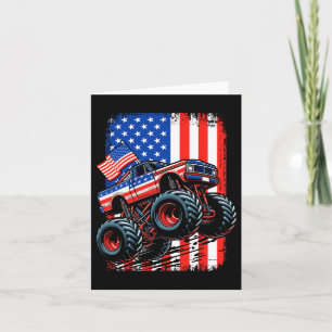 Cartão Caminhão Monstro De Meninos, Caminhão Usa, Bandeir