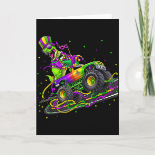 Cartão Caminhão Monstro Dinossauro Mardi Gras Engraçado H