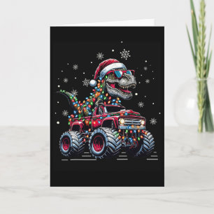 Cartão Caminhão Monstro Dinossauro Trex Natal Meninos Cri