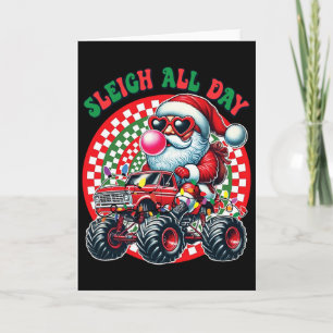 Cartão Caminhão Monstro Natal Divertido Trenó O Dia Todo