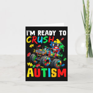 Cartão Caminhão Monstro Pronto Para Esmagar O Autismo De