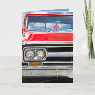 Cartão caminhão retro vermelho com dados distorcido