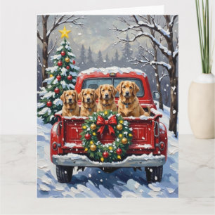Cartão Caminhão Vermelho de Natal do Lapphund Finlandês F