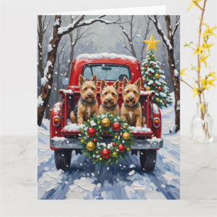Cartão Caminhão Vermelho de Natal do Terrier Escocês Féri