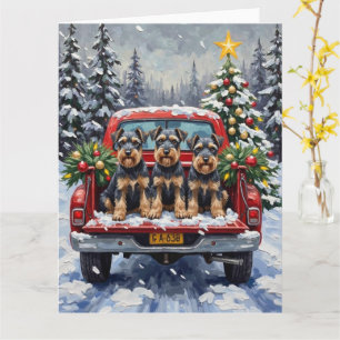 Cartão Caminhão Vermelho de Natal Schnauzer Férias