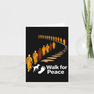 Cartão Caminhar paz 2026 paz mundial monges com cão aloka