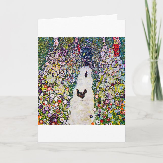 Cartão Caminho do Jardim com Galinhas, Gustav Klimt (Frente)