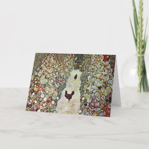 Cartão Caminho do Jardim com Galinhas, Gustav Klimt, Art 