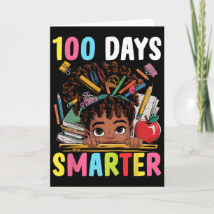 Cartão Camisa 100 Dias De Escola Afro Menina Crianças 100