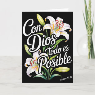 Cartão Camisa cristã espanhola Com Deus Tudo É Possível F