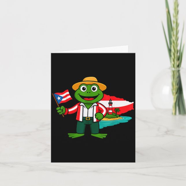 Cartão Camisa da Bandeira do Sapo Coqui de Porto Rico par (Frente)