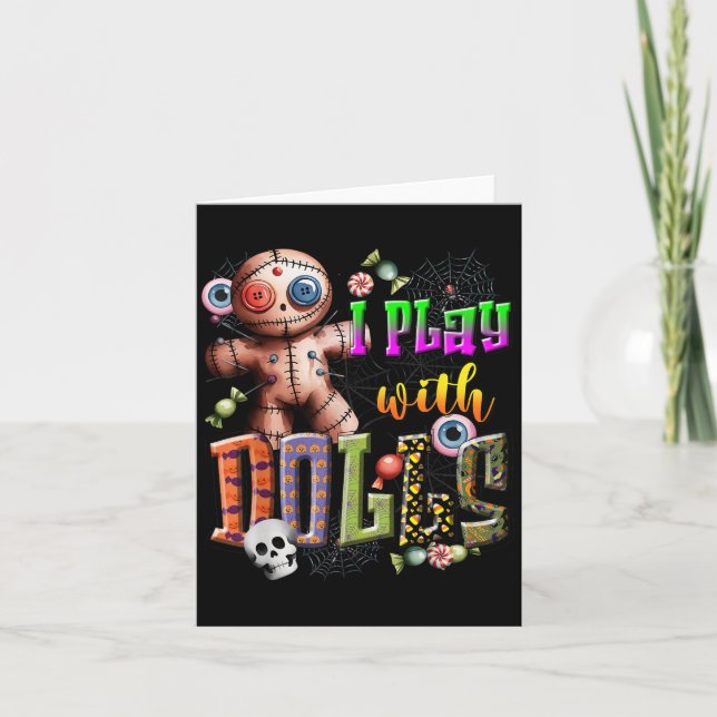 Cartão Camisa de boneca vodu Brincar com bonecas Olhos en (Frente)