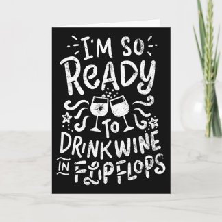Cartão Camisa de Férias Camiseta de Vinho de Verão Chinel