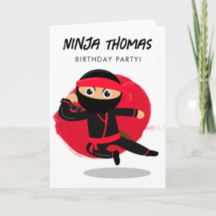 Cartão Camisa de festa de aniversário infantil ninja fofo