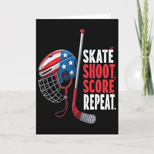 Cartão Camisa de Hockey no Gelo EUA Juvenil Meninos de Ho (Frente)