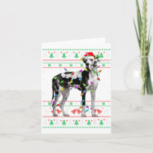 Cartão Camisa de Natal Feia de Cachorro Dogue Alemão Harl