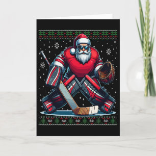 Cartão Camisa de Natal Feia do Goleiro de Hóquei do Papai