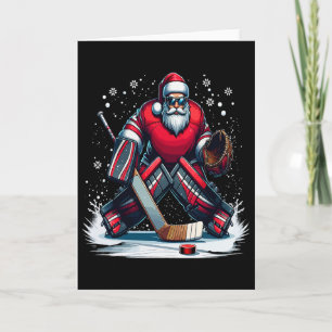 Cartão Camisa de Natal Feia do Papai Noel Goleiro de Hóqu