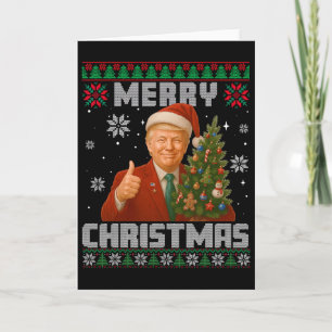 Cartão Camisa de Natal Trump 2025 Divertida Árvore de Nat