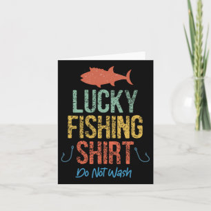 Cartão Camisa de Pesca Sortuda Vintage Retro Engraçada Nã