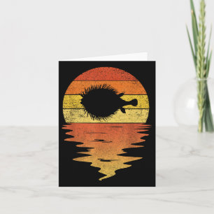 Cartão Camisa de Pufferfish Retro Sunset 70s Puff de Vint
