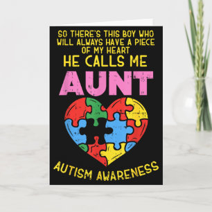 Cartão Camisa de Tia Conscientização do Autismo Menino Pe