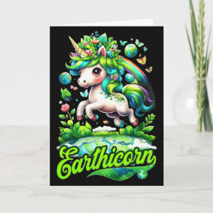 Cartão Camisa Dia da Terra Meninas Unicórnio Earthicorn V