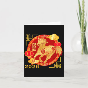 Cartão Camisa do Ano Novo Chinês Cavalo, Cavalo Engraçado