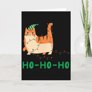 Cartão Camisa engraçada de gato Ho-ho-ho de Natal 