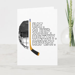 Cartão Camisa Engraçada de Hockey Repita Coma Durma