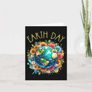 Cartão Camisa Feliz Dia da Terra Terra Fofa Com Floral