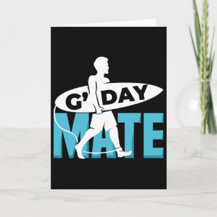 Cartão Camisa G'day Mate Cara Surfista Engraçado Aus Surf