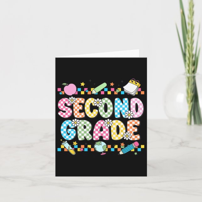 Cartão Camisa Second Grade Vibes 2º Retro Volta às Aulas  (Frente)