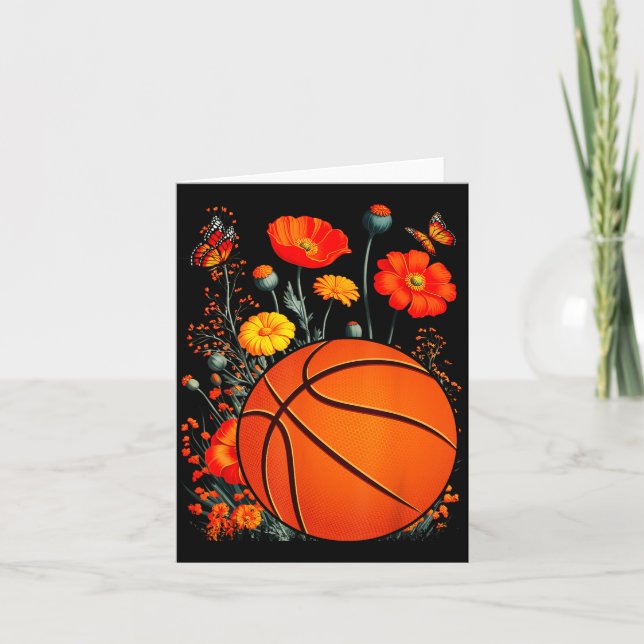 Cartão Camisa Silhueta Basquete Flores Botânico Flor (Frente)