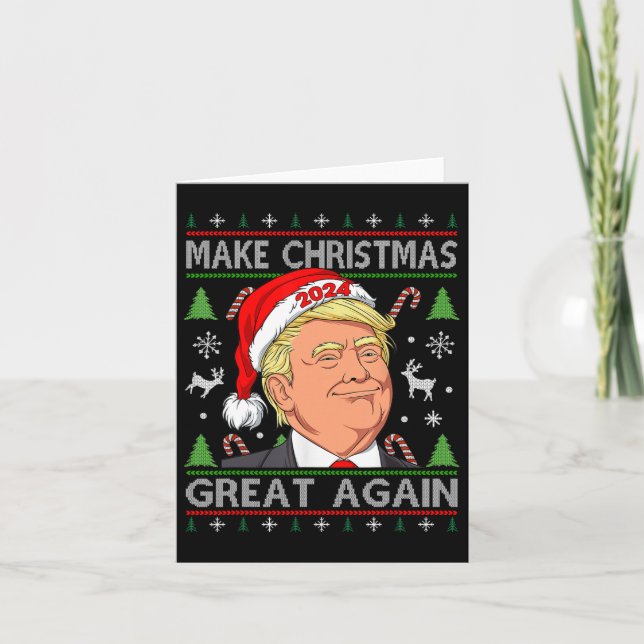 Cartão Camisa Trump 2024 Faça O Natal Grande Novamente Fe (Frente)