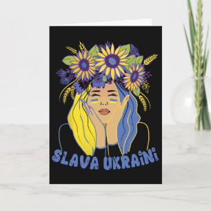 Cartão Camisa Ucrânia Slava Ukraini Apoie Mulher Ucranian