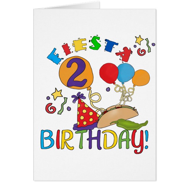 Cartão Camisas de segundo aniversário Fiesta e presentes (Frente)