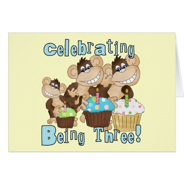 Cartão Camisas e presentes de aniversário de 3 anos de ma (Frente Horizontal)