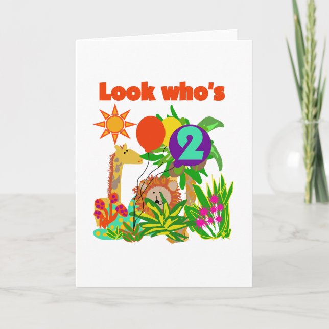 Cartão Camisas e presentes do segundo aniversário Safari (Frente)