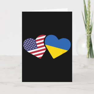 Cartão Camiseta Bandeira Ucrânia EUA Coração Ucraniano Am