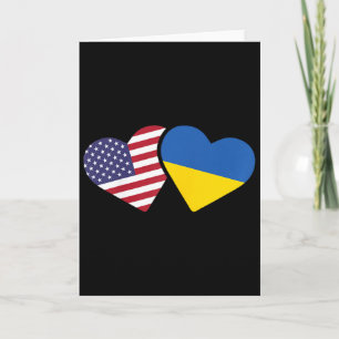Cartão Camiseta da Bandeira da Ucrânia EUA Coração Ucrani