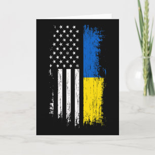 Cartão Camiseta da Bandeira Ucraniana Americana - Orgulho