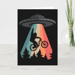 Cartão Camiseta de Abdução Alienígena Ovni de Bicicleta B