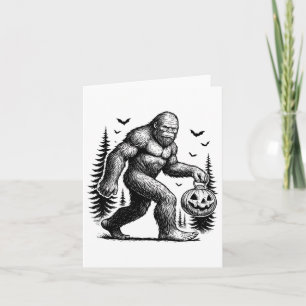 Cartão Camiseta de Abóbora Bigfoot de Halloween Assustado