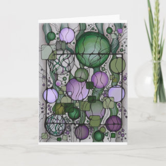 Cartão Camiseta de Arte Neurográfica Verde Violeta Abstra