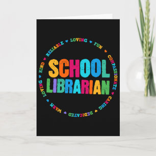Cartão Camiseta de Bibliotecário Escolar Cor do Arco-íris